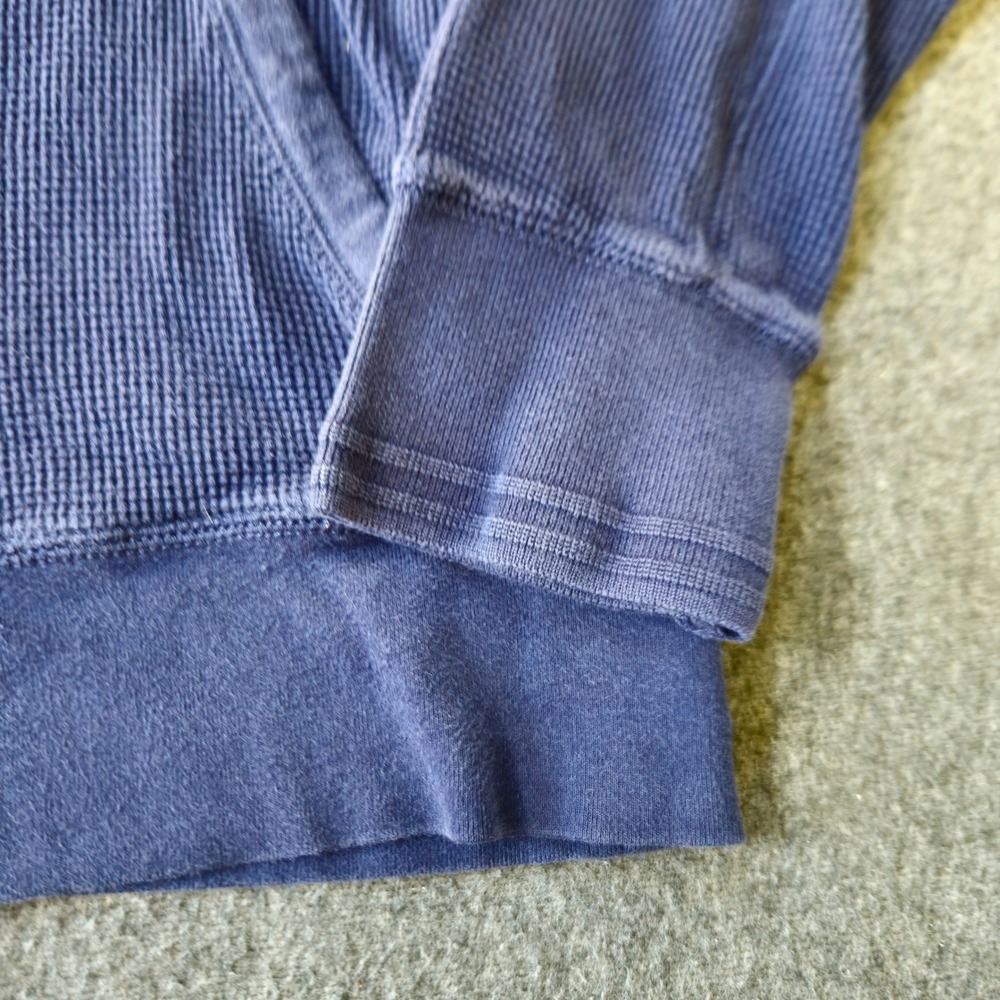 POLO RALPH LAUREN Washed Navy Waffle Knit Thermal Hoodie L Red Pony Preppy - Picture 9 of 9